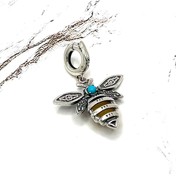 American West Reversible Gemstone Bumblebee 925 Sterling Silver Enhancer Pendant - Picture 2 of 5